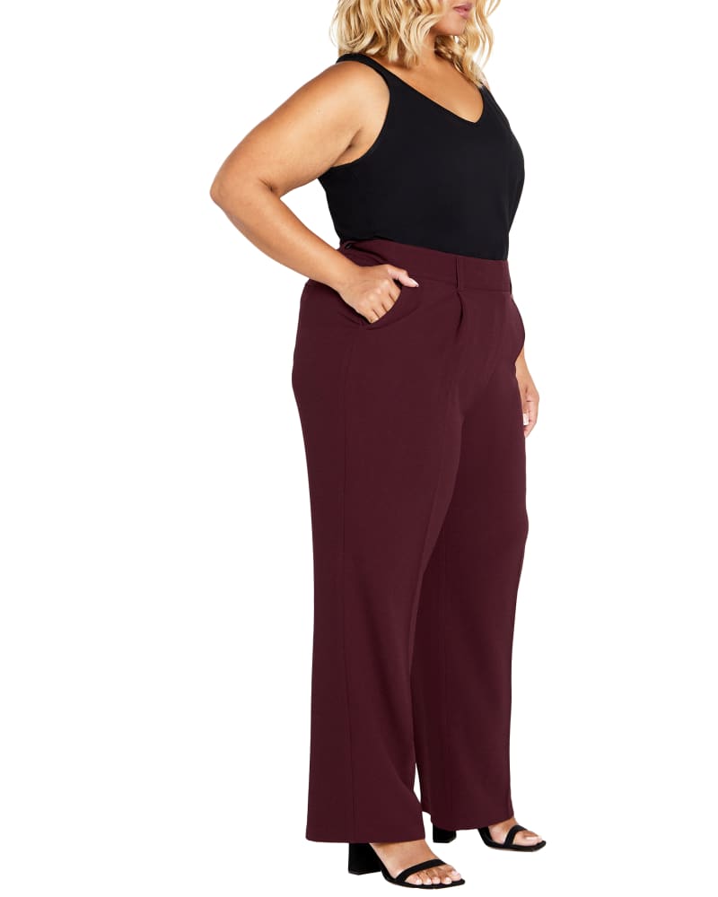 Front of a model wearing a size 20 PANT AUDRIE in Oxblood by City Chic. | dia_product_style_image_id:310318